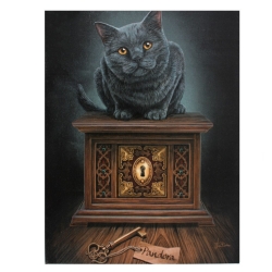 Mały Obraz Czarny Kot - Pandora's Box Canvas Plaque by Lisa Parker